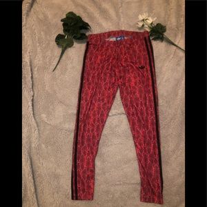 Adidas red snake skin leggings